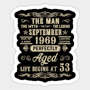 53rd Birthday The Man Myth Legend September 1969 Sticker